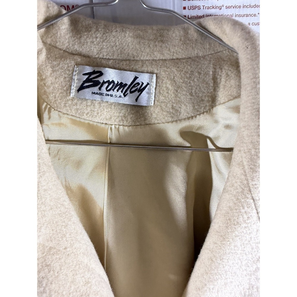 Vintage 80s BROMLEY 100% Wool Made In USA Long TRENCH Coat‎ Cream Size XL/2X - Picture 2 of 11